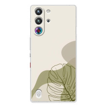 Силиконовый чехол с принтом в цветах на ZTE Nubia RedMagic 10 Pro – Монстера зелёная