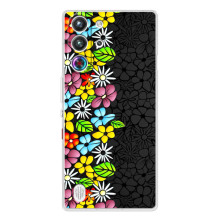 Силиконовый бампер с принтом (цветочки) на 有限 用于解答你的问题 (Яркие цветы на черном)