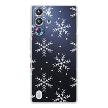 Зимние Чехлы для ZTE Нюбия РедМаджик 10 Про - прозрачный фон (Белые снежинки)