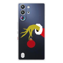 Зимние Чехлы для ZTE Нюбия РедМаджик 10 Про - прозрачный фон (Гринч с игрушкой)