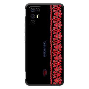 Силиконовый Чехол на ZTE Nubia RedMagic 6R с картинкой Вышиванки (Вышиванка на черном)