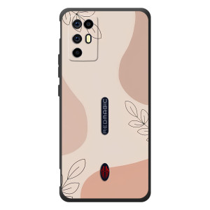 Чехол цветочный дизайн для ZTE Nubia RedMagic 6R (Коричневый фон)