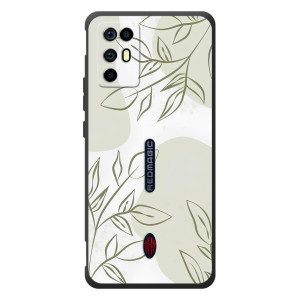Чехол цветочный дизайн для ZTE Nubia RedMagic 6R (Зелёный дизайн)