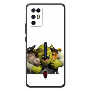 Печатный чехол с принтом Шрек для ZTE Nubia RedMagic 6R – Шрек осел и кот