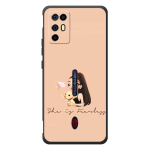 Силіконовый Чохол на ZTE Nubia RedMagic 6R з картинкой Модных девушек (З собакою)