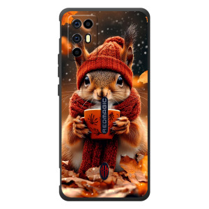 Печатный чехол «Зверята с кофе» для ZTE Nubia RedMagic 6R (Белка с кофе)
