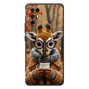 Печатный чехол «Зверята с кофе» для ZTE Nubia RedMagic 6R (Жираф с кофе)
