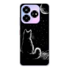 Чехол с принтом для ZTE Nubia V60 Design (AlphaPrint) Модные коты (Котик и луна)