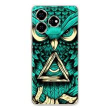 Чехлы с принтом СОВЫ для ZTE Nubia V60 – Зеленая сова