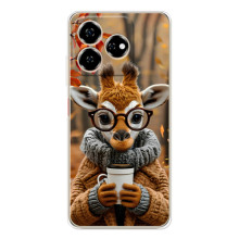 Друкований чохол 'Звірята з кавою' для ZTE Nubia V60 – Жираф з кавою