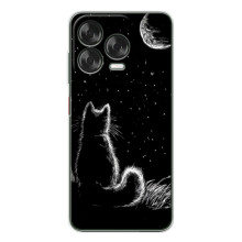 Чехол с принтом для ZTE Nubia V70 Design (AlphaPrint) Модные коты (Котик и луна)