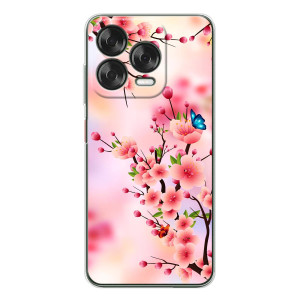 Чехол с принтом САКУРЫ на ZTE Nubia V70 Design – Бабочки на сакуре