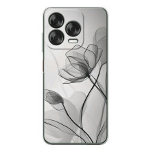 Чехол с цветочным принтом на Нубия В70 Дезигн (Черные цветы)