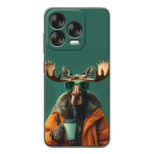 Чехол с принтом стильные животные для Нубия В70 Дезигн (Лось с кофе)