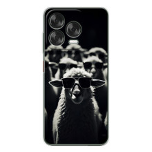 Чехол с принтом стильные животные для Нубия В70 Дезигн (Овечка в очках)