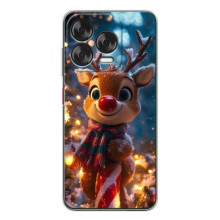 Яркий чехол для ZTE Nubia V70 Design с Зимними Оленятами – Олень в шарфе