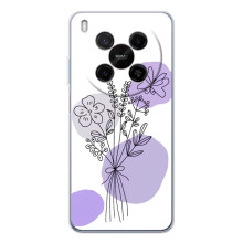 Силиконовый чехол с принтом в цветах на ZTE Nubia V70 Max (Фиолетовый букет)