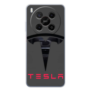 Силіконовий бампер з картинкою машини на ZTE Nubia V70 Max – Logo TESLA