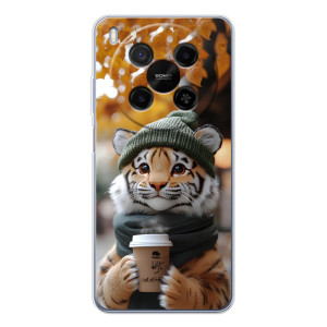 Печатный чехол «Зверята с кофе» для ZTE Nubia V70 Max – Тигр с кофе