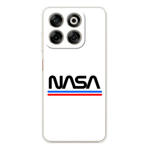 Силиконовый бампер с принтом "Наса" на ZTE Nubia V70 – NASA на белом фоне