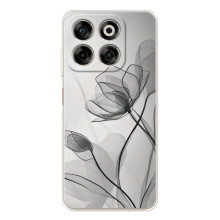 Чехол с цветочным принтом на Нубия В70 (Черные цветы)