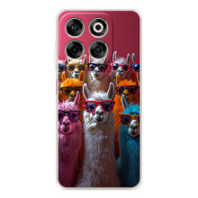Чехол с принтом стильные животные для Нубия В70 (Ламы в очках)