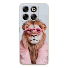 Чехол с принтом стильные животные для Нубия В70 (Лев в очках)