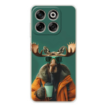 Чехол с принтом стильные животные для Нубия В70 (Лось с кофе)