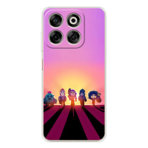 Силиконовый Чехол на ZTE Nubia V70 с картинкой Brawl Stars (Персонажи в закате)