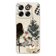 Рождественские, Праздничные Чехлы для Нубия В70 (Девушка с елкой)