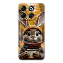 Друкований чохол 'Звірята з кавою' для ZTE Nubia V70 – Зайчик з кавою