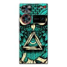 Чехлы с принтом СОВЫ для ZTE Nubia Z60 Ultra – Зеленая сова