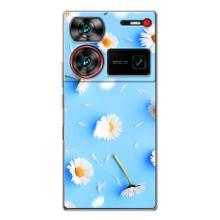 Чехол с Цветами для ZTE Nubia Z60 Ultra (ромашки на голубом)