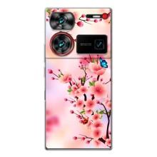 Чехол с принтом САКУРЫ на ZTE Nubia Z60 Ultra – Бабочки на сакуре