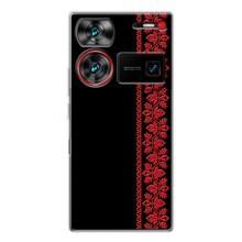 Силиконовый Чехол на ZTE Nubia Z60 Ultra с картинкой Вышиванки – Вышиванка на черном