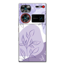 Силконовий чохол з принтом в квітах на ZTE Nubia Z60 Ultra – Фіолетовий дизайн