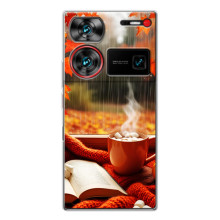 Чохол з унікальним дизайном 'Осінь з кавою' для ZTE Nubia Z60 Ultra – Кава і дощ