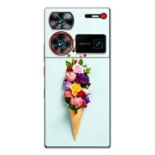 Чехлы с тематикой "ЦВЕТЫ" на ZTE Nubia Z60 Ultra (Цветок-мороженное)