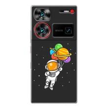 Силіконовый Чохол з принтом "Космонавти" на ZTE Nubia Z60 Ultra – Космонавт з кульками