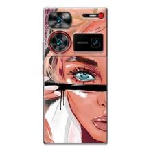 Силіконовый Чохол на ZTE Nubia Z60 Ultra з картинкой Модных девушек – Дівчина та вії