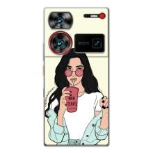 Силіконовый Чохол на ZTE Nubia Z60 Ultra з картинкой Модных девушек – З напоєм