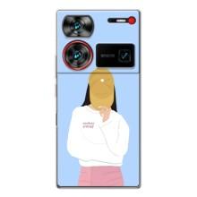 Силіконовый Чохол на ZTE Nubia Z60 Ultra з картинкой Модных девушек – Жовта кепка