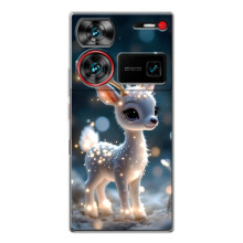 Яскравий чохол для ZTE Nubia Z60 Ultra з Зимові Оленята – Блискуче оленятко