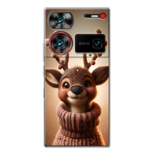 Яскравий чохол для ZTE Nubia Z60 Ultra з Зимові Оленята – Олень в светрі