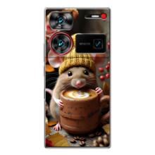 Друкований чохол 'Звірята з кавою' для ZTE Nubia Z60 Ultra – Мишка з кавою