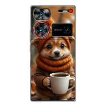 Друкований чохол 'Звірята з кавою' для ZTE Nubia Z60 Ultra – Песик з кавою