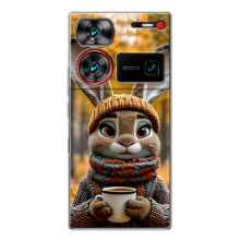 Друкований чохол 'Звірята з кавою' для ZTE Nubia Z60 Ultra – Зайчик з кавою