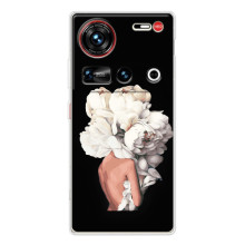 Чехлы (ART) Цветы на ZTE Nubia Z70 Ultra (VPrint) (Белые цветы)