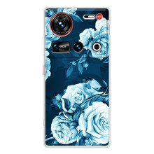 Чехлы (ART) Цветы на ZTE Nubia Z70 Ultra (VPrint) (Голубые Бутоны)