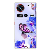 Чехлы с Цветами для ZTE Nubia Z70 Ultra (VPrint) (Бабочка на цветочке)